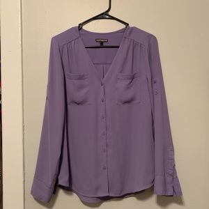EXPRESS Purple Collarless Portofino Shirt